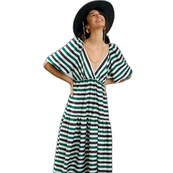 Anthropologie Delfi Striped Tiered Maxi Dress NWT - Picture 3 of 15